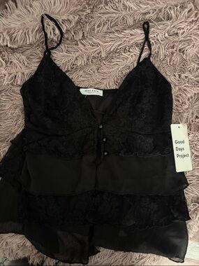 Black Lace Tiered Camisole